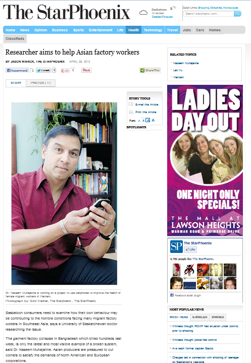 Dr. Nazeem Muharine featured in the StarPhoenix. Dr. Nazeem Muharine featured in the StarPhoenix.
